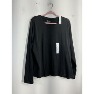 Womans Time And Tru XXL 20 Relaxed Fit Black Long Sleeve Crew Neck T Shirt NWT